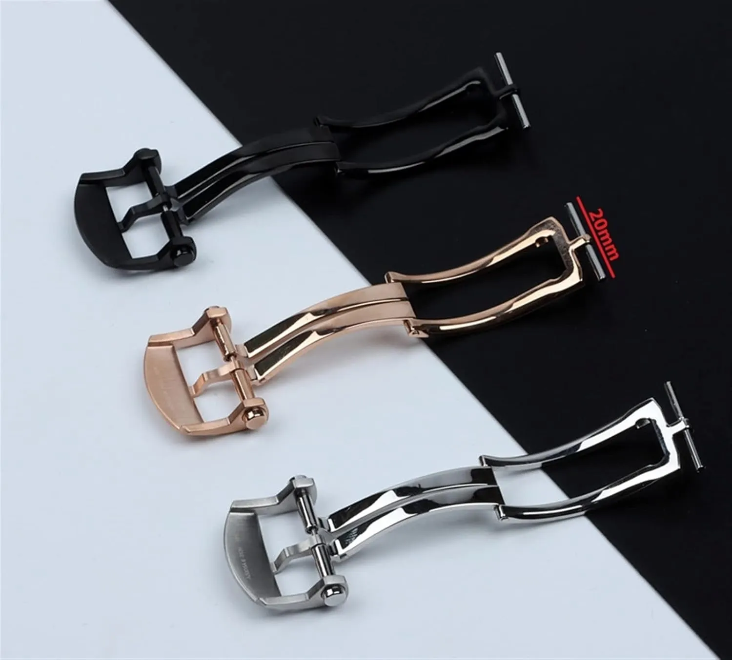 316L Watch Band Folding Buckle For Breitling Clasp 18mm 20mm Silver Black Rose Gold Stainless For Silicone Leather Watchband