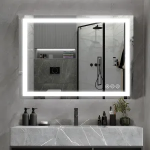 32x24 inch LED Bathroom Mirror with Adjustable, Stepless Dimmable, Anti-Fog, Wall Mounted Lighted Bathroom Mirror with Smart Touch Button, Memory Function, 3000K-6000K (Horizontal/Vertical)