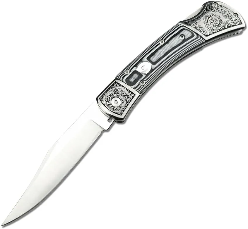 3.35'' High Hardness D2 Steel Blade Mikata Handle Outdoor Pocket Folding Knife Camping Rescue Self Defense Tactical Tool with Leather Sheath (grey)