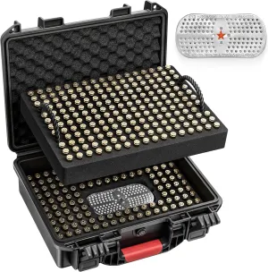 350 Round Ammo Locking Storage Case - Travel Safe/Mil Spec/Waterproof Ammo Box - for 9x19mm Parabellum/9mm Luger, 380ACP, 38 S&W, 356 TS&W,7.63mm Mannlicher,8mm Steyr..