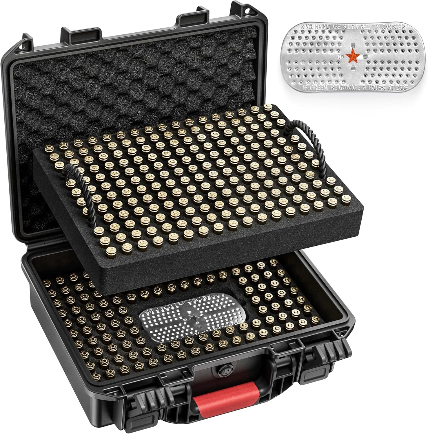 350 Round Ammo Locking Storage Case - Travel Safe/Mil Spec/Waterproof Ammo Box - for 9x19mm Parabellum/9mm Luger, 380ACP, 38 S&W, 356 TS&W,7.63mm Mannlicher,8mm Steyr..