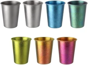 3pc pure titanium cup outdoor camping color mug portable water cup 350ml coffee cup(Titanium silver)