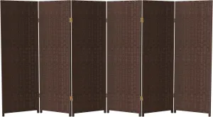 4 ft. Short Woven Fiber Folding Screen - Dark Mocha - 6 Panel