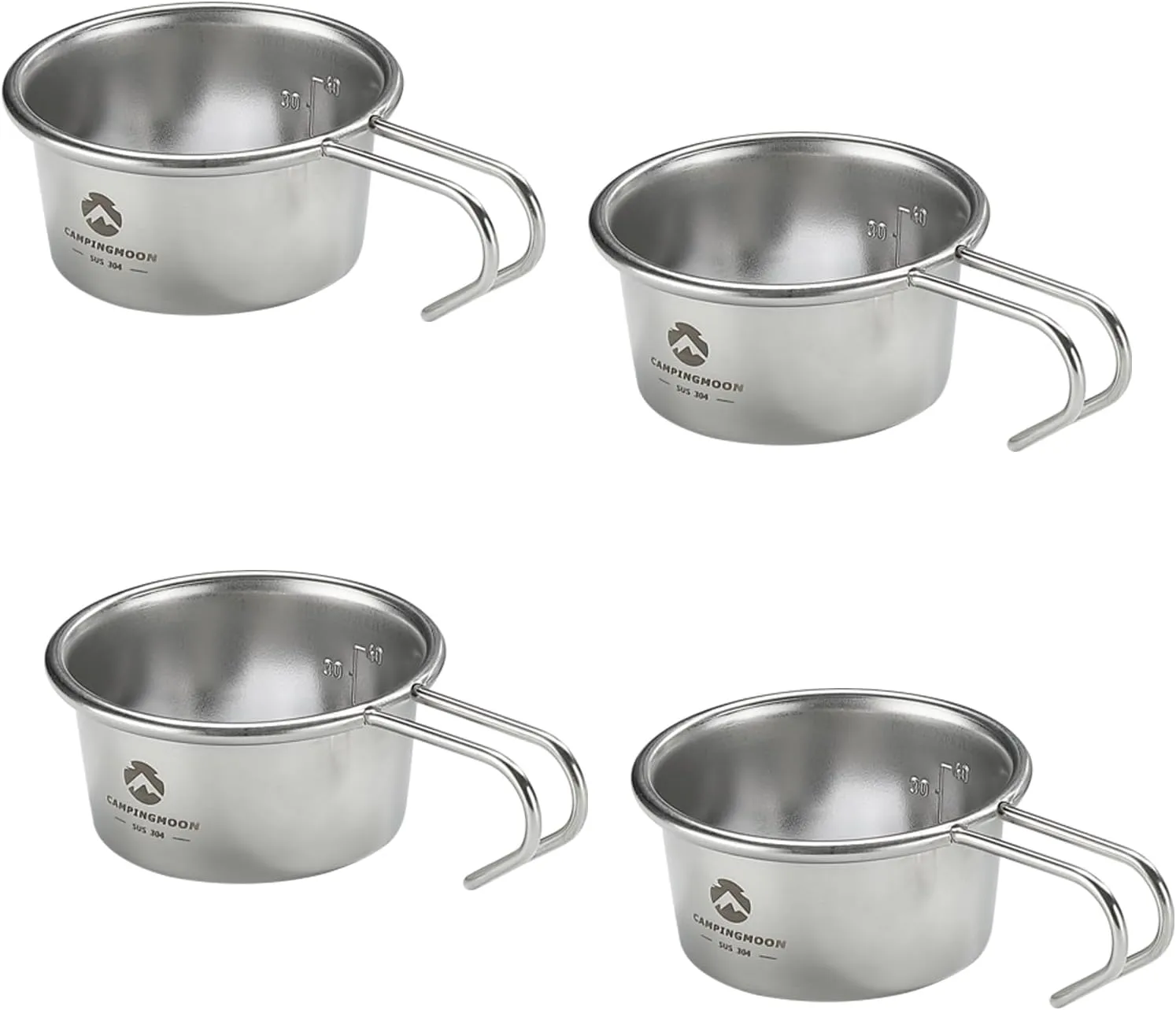[4-Pack] Mini 304 Stainless Steel Sierra Cups – 60ml Small Camping Cups for Sauce, Espresso, Tasting & Outdoor Cooking – Lightweight, Stackable, Rust-Resistant – Ideal for Hiking, Camping & Picnics
