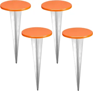 4 Pack Permanent Property Line Markers 7x3 Inch Galvanized Alloy Boundary Markers Heavy Duty Garden Stake for Property Land Survey Stakes for Home Depot Septic Tank Yard Paver Ground Landscape, Orange