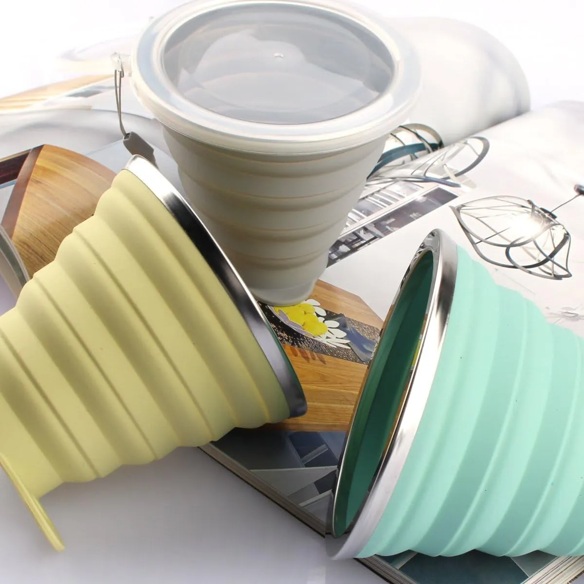 4-Pack Portable Silicone Collapsible Travel Cup