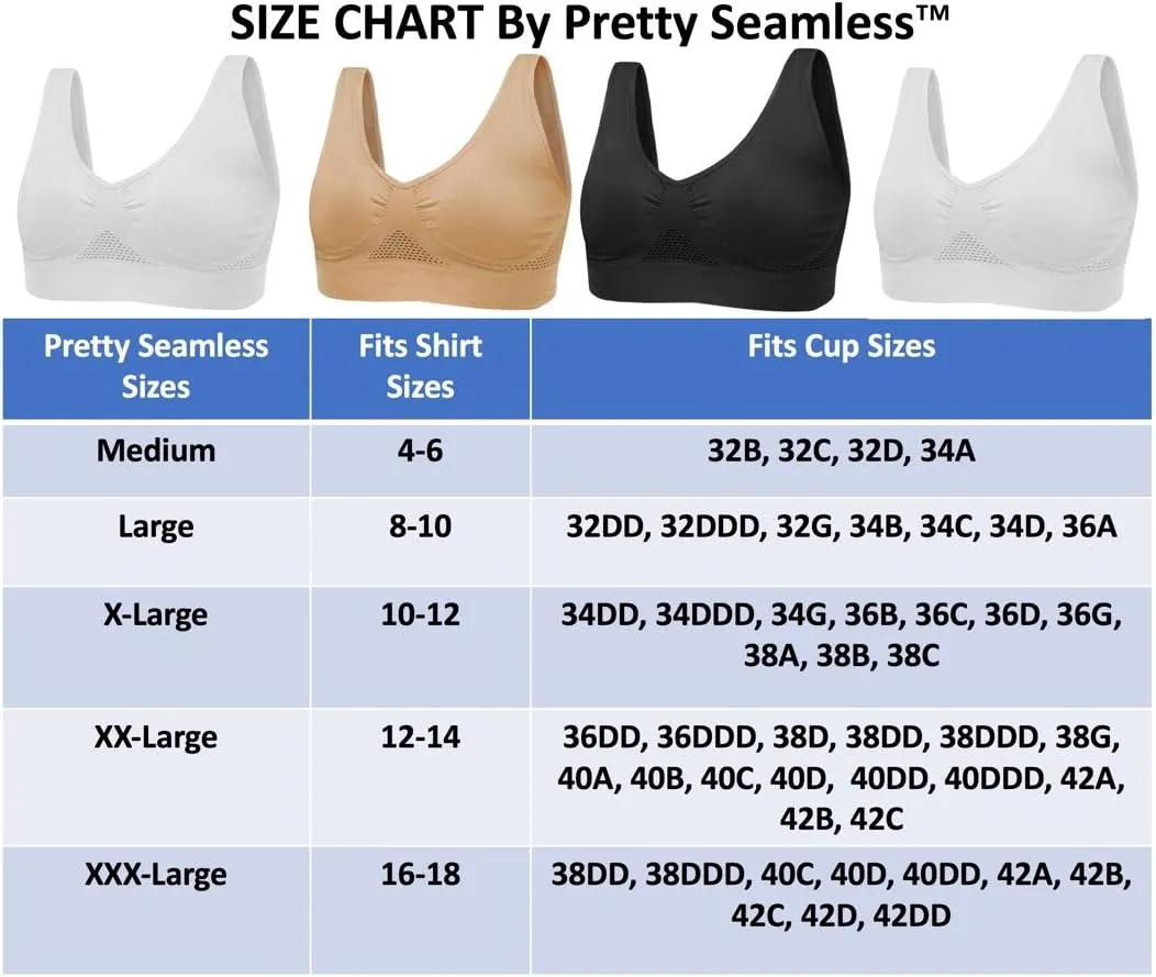 4-Pack Women's Seamless Wireless Cooling Unpadded Comfort Bra