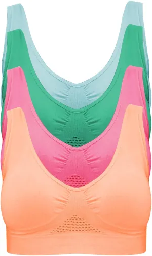 4-Pack Women's Seamless Wireless Cooling Unpadded Comfort Bra