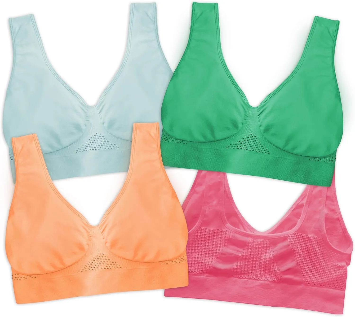 4-Pack Women's Seamless Wireless Cooling Unpadded Comfort Bra