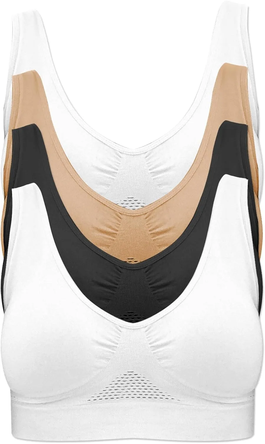 4-Pack Women's Seamless Wireless Cooling Unpadded Comfort Bra