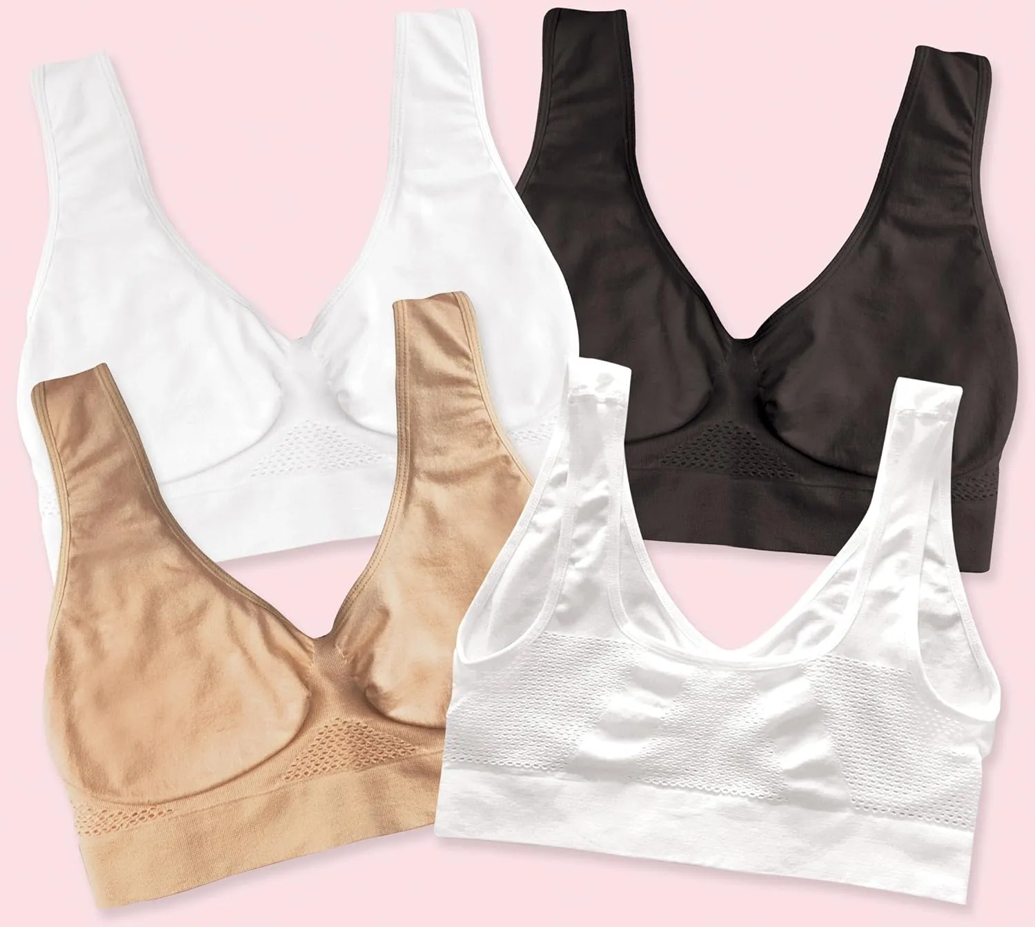 4-Pack Women's Seamless Wireless Cooling Unpadded Comfort Bra