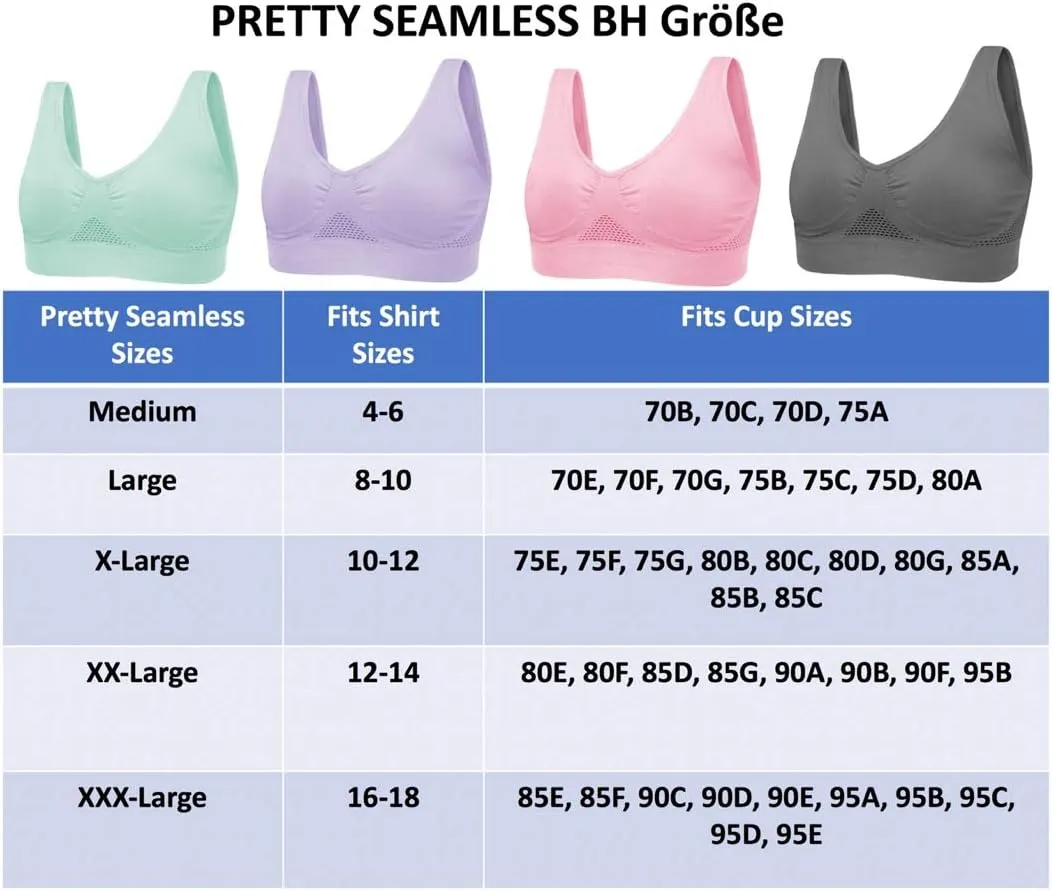 4-Pack Women's Seamless Wireless Cooling Unpadded Comfort Bra