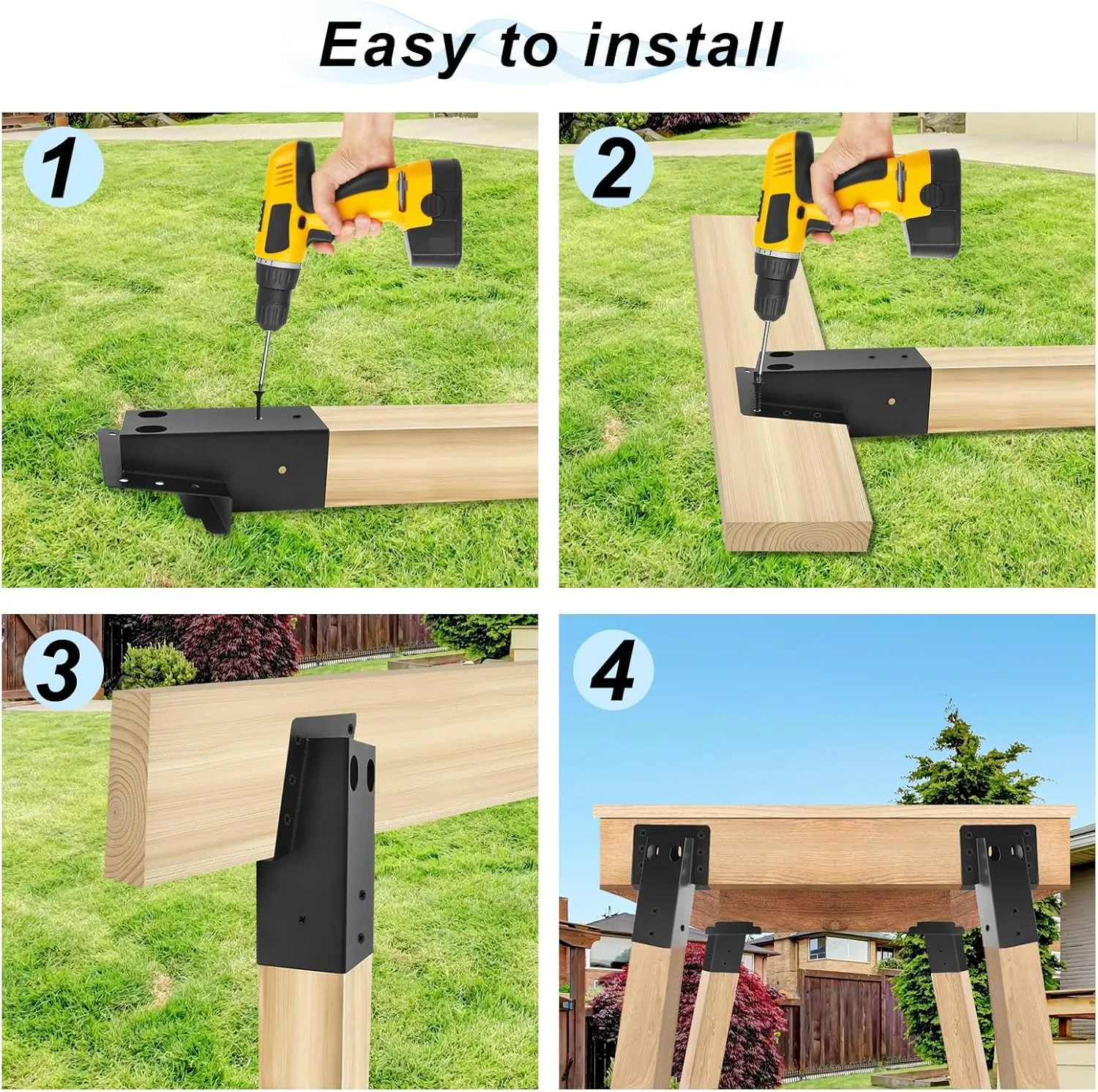 4 Pcs Outdoor 4"x4" Compound Angle Brackets,Deer Stand Brackets for Deer Stand, Hunting Blinds and Tree Houses