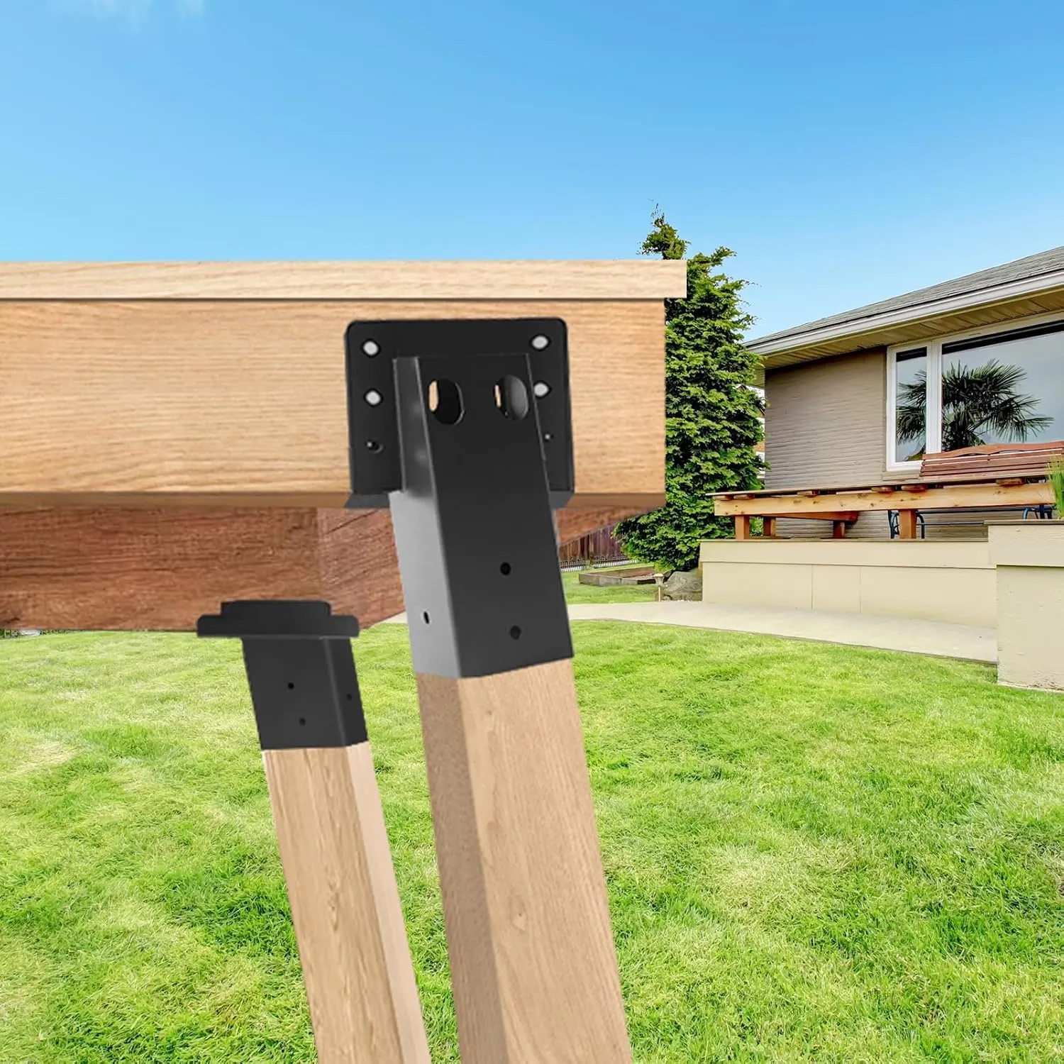 4 Pcs Outdoor 4"x4" Compound Angle Brackets,Deer Stand Brackets for Deer Stand, Hunting Blinds and Tree Houses