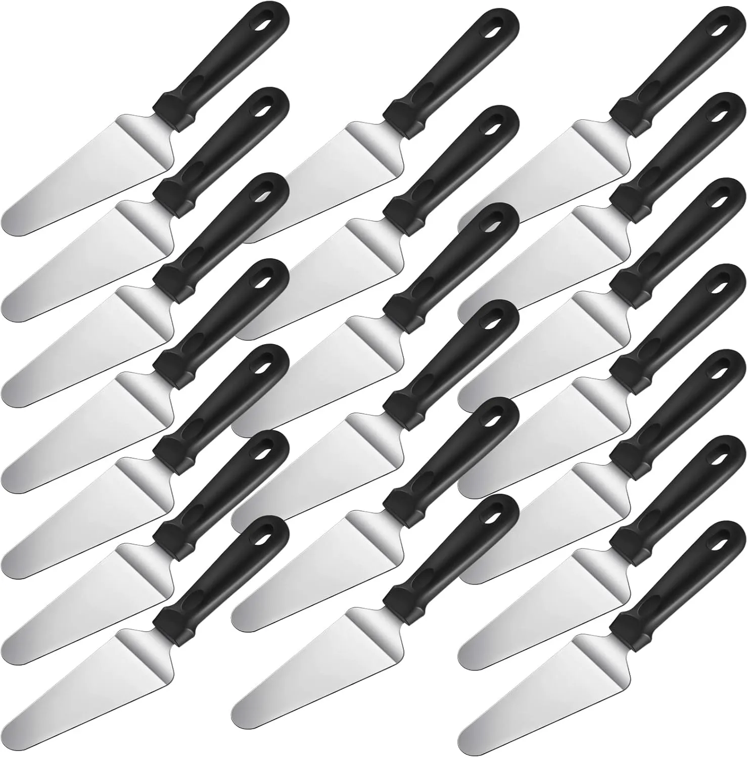 40 Pcs Pizza Spatula Pie Server Stainless Steel Cake Serving Spatula Non Slip Easy to Grip Baking Triangular Spade Plastic Handle Shovel for Desserts Pizza Pie Cake Biscuit