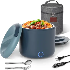 41-oz Electric Lunch Box Food Heater, 100W Heated Lunch Box for Adults, 12V 24V 110V 220V Portable Soup Warmer Food Warm Hot LunchBox for Car Truck Work, Driver Trucker Gift For Women Men