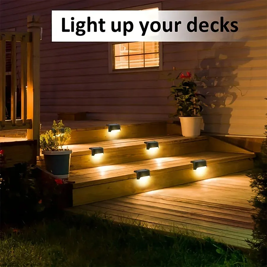 4PCs Solar Step Warm Light – Outdoor Waterproof Fence & Stair Lamp