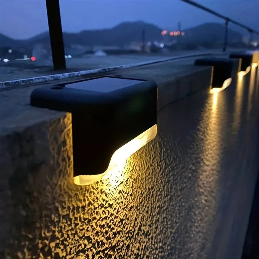 4PCs Solar Step Warm Light – Outdoor Waterproof Fence & Stair Lamp