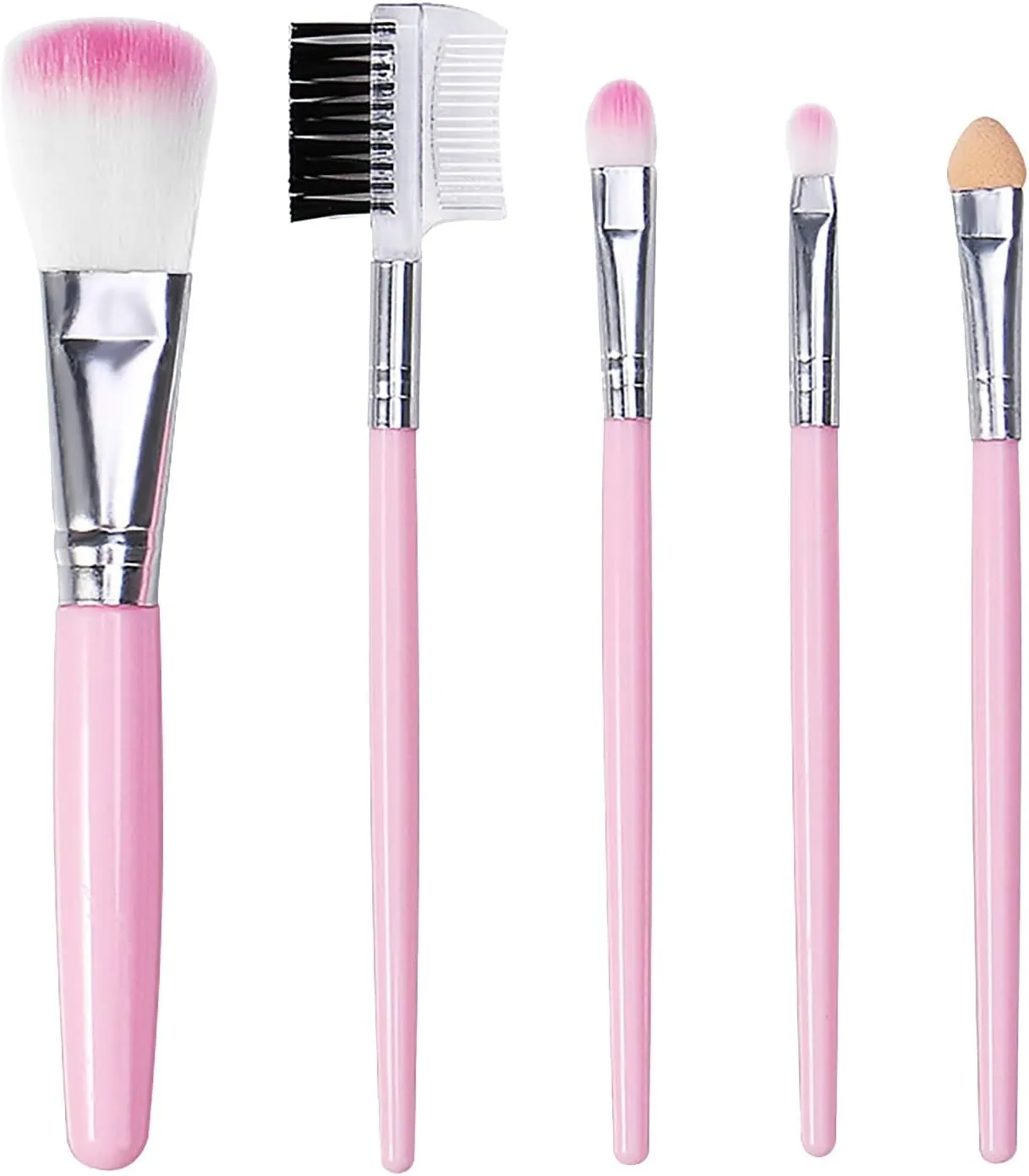 5 Pack Multi Purpose Makeup Foundation Eyeshadow Eyeliner Lip Gloss Brush Set Small Angled Makeup Brush