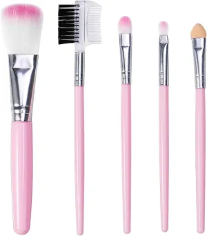 5 Pack Multi Purpose Makeup Foundation Eyeshadow Eyeliner Lip Gloss Brush Set Small Angled Makeup Brush