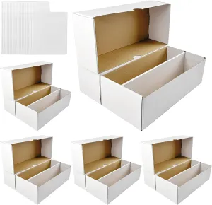 5 Set Trading Card Box 1600 Count Gaming Card Storage Boxes Bulk Cards Cardboard Boxes with Divider White Sports Card Storage Box Trading-Card Organizer Box for Basketball Sports Soccer Game Collector