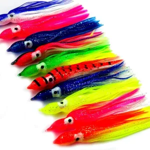50pcs Luminous Octopus Skirts Fishing Lure Trolling Lures Fishing Tackle Soft Plastic Fishing Lures Squid Skirts Saltwater Bait Lures Multi Color 2.36' 6'