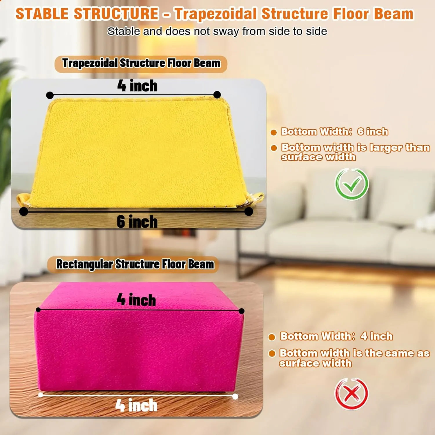 6 FT / 8 FT / 9 FT Folding Gymnastics Beam Foam Balance Floor Beam - Extra Firm - Suede Cover - Anti Slip Bottom with Carry Bag for Kids/Adults Home Use