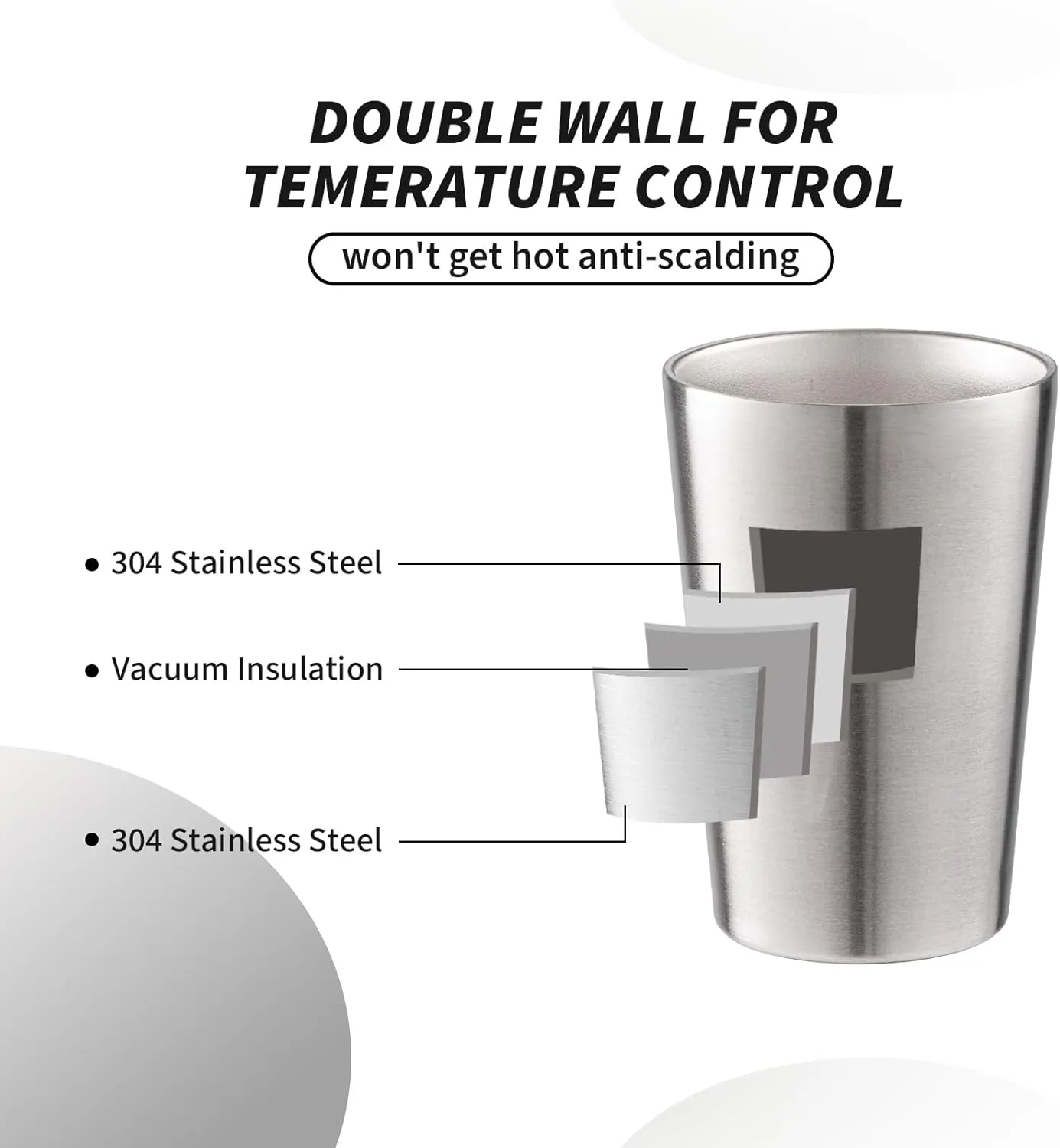 6 Pack 12 oz Stainless Steel Insulated Cup, Double Wall Vacuum Small Metal Cup, Reusable Camping Cups Unbreakable Indoor Outdoor for Party, Home, Office, BBQ, Silver