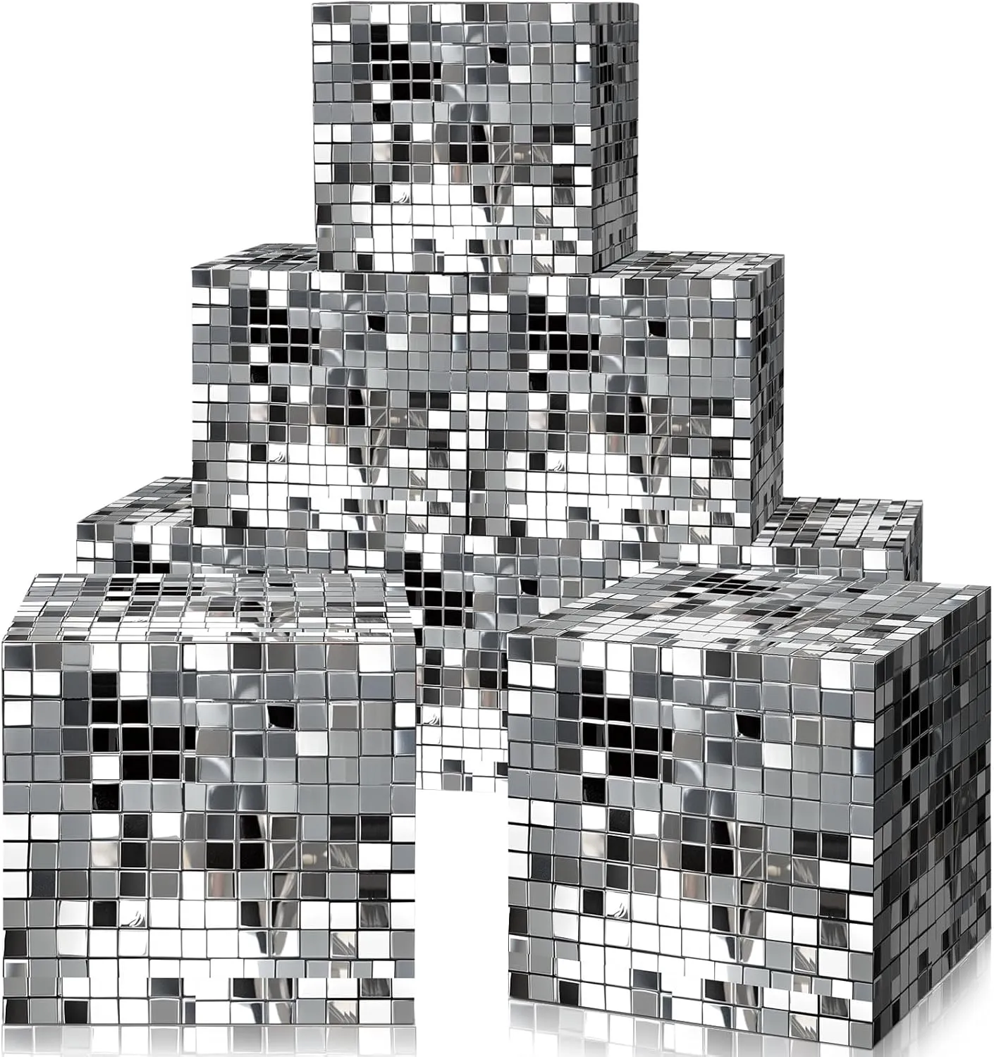 6 Pcs Disco Party Boxes Decor 11.8 Inch Large Disco Gift Decor with Lids Folding Square Treat Boxes for DIY Gift Wrap Wedding Holiday Christmas Birthday Supplies Photo Booth Props Decoration