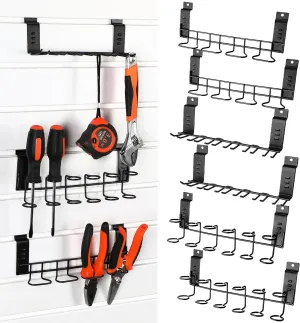 6 Pcs Slatwall Screwdriver Holders Slat Boards Organizer Slatwall Hooks Hangers Plier Holders Accessory Multi Tool Organizer Racks for Garage Shop Retail Store Display, 2 Size 3 Style(Black)