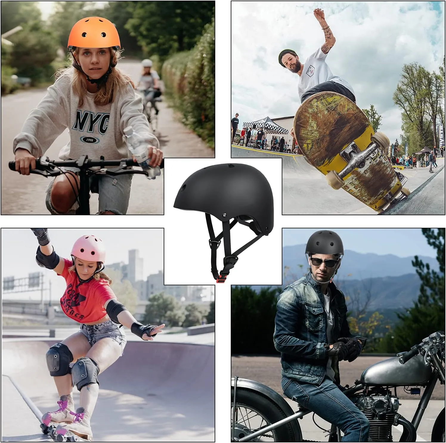 67i Bike Helmet Skateboard Helmet for Adult Cycling Bicycle Scooter Helmets for Men Women Adjustable Roller Skate Helmet for Multi-Sport Bicycle Scooter Inline Rollerblading Cycling Skateboarding
