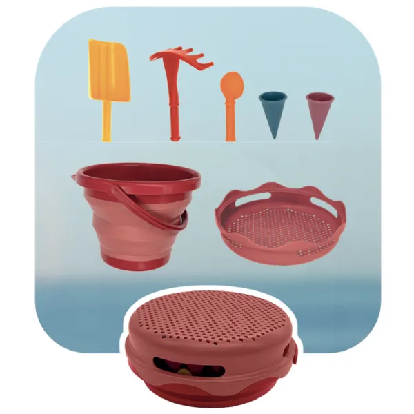 7 in 1 Foldable Sand Set - Red / Blue