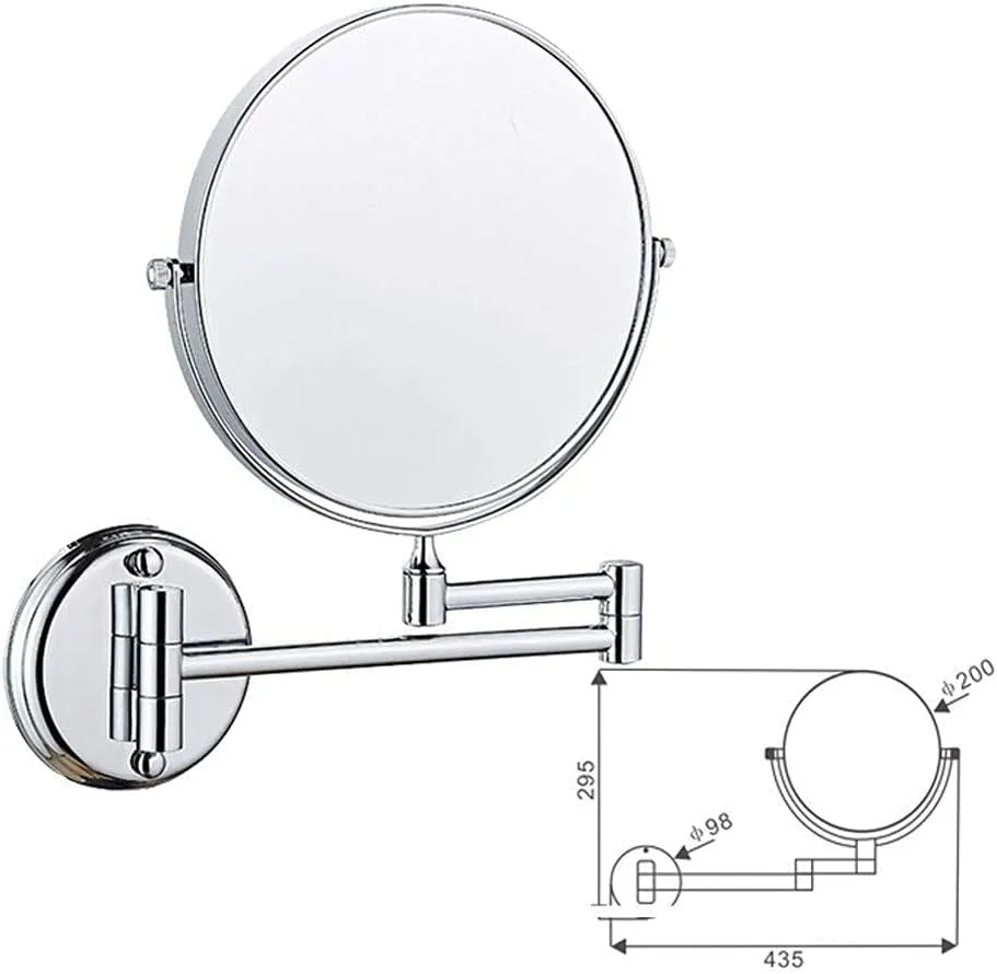 8-inch Two-Sided Wall Mounted Mirror Extending Folding Bathroom Shaving Cosmetic Make Up Mirror- 3X/1X Magnification (Color : #7)