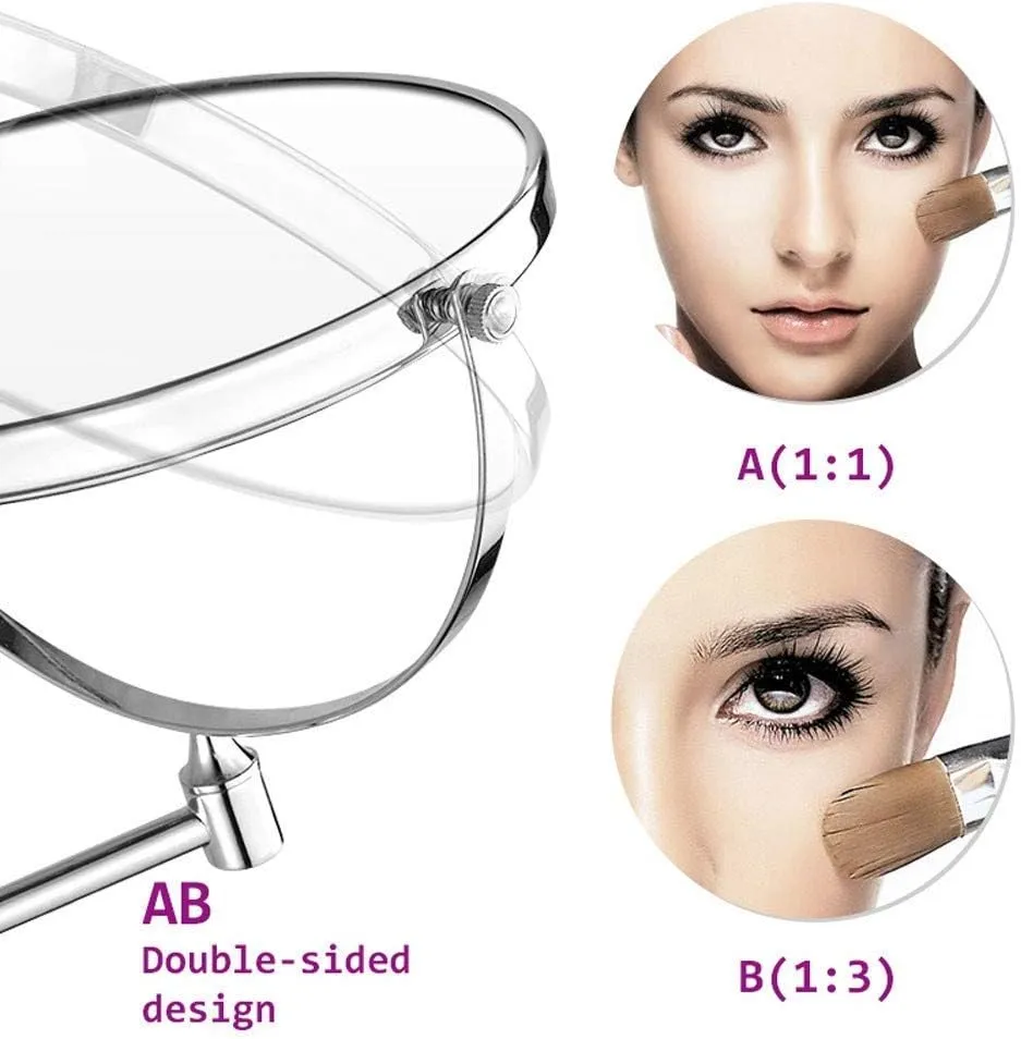 8-inch Two-Sided Wall Mounted Mirror Extending Folding Bathroom Shaving Cosmetic Make Up Mirror- 3X/1X Magnification (Color : #7)
