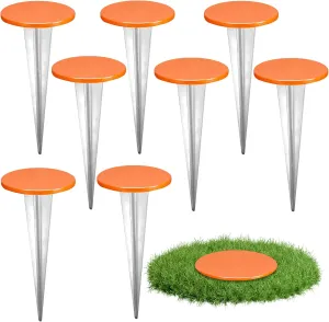 8 Pack Permanent Property Line Markers 7x3 Inch Galvanized Alloy Boundary Markers Heavy Duty Survey Pin for Property Land Survey Stakes for Home Depot Septic Tank Yard Paver Ground Landscape, Orange