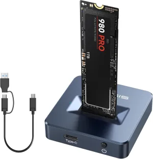 ACASIS NVME SSD Reader Adapter, Aluminium Alloy Housing Fast Heat Dissipation, NVME to USB Docking Station, M.2 SSD to USB Adapter 10Gbps, Support M.2 (M Key) NVMe SSD and (B M Key) SATA-Based SSD