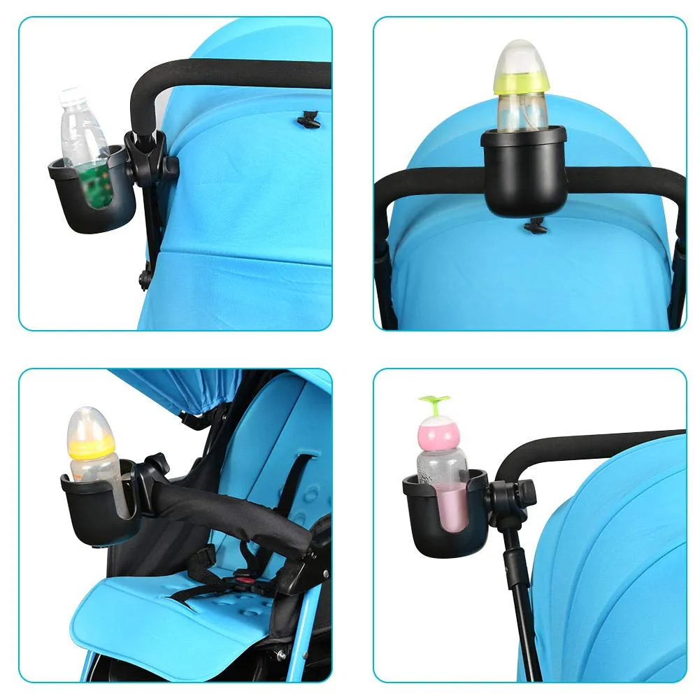 Accmor Stroller Cup Holder, Universal Cup Holder, Bike Cup Holder, 360° Rotatable Large Caliber Drinks Holder for Stroller, Bike, Wheelchair, Walker, Black, 2 Pack