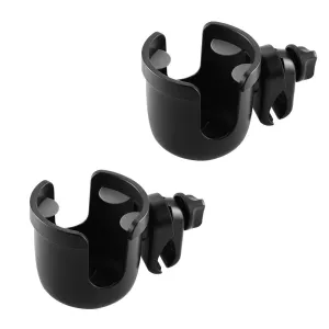 Accmor Stroller Cup Holder, Universal Cup Holder, Bike Cup Holder, 360° Rotatable Large Caliber Drinks Holder for Stroller, Bike, Wheelchair, Walker, Black, 2 Pack
