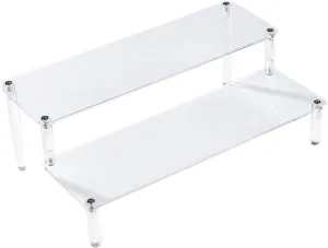 Acrylic Display Stand for Desktop Storage Toy Car Model Organizer Office Table Rack Desk Container (30x8cm Type a Double Layer)
