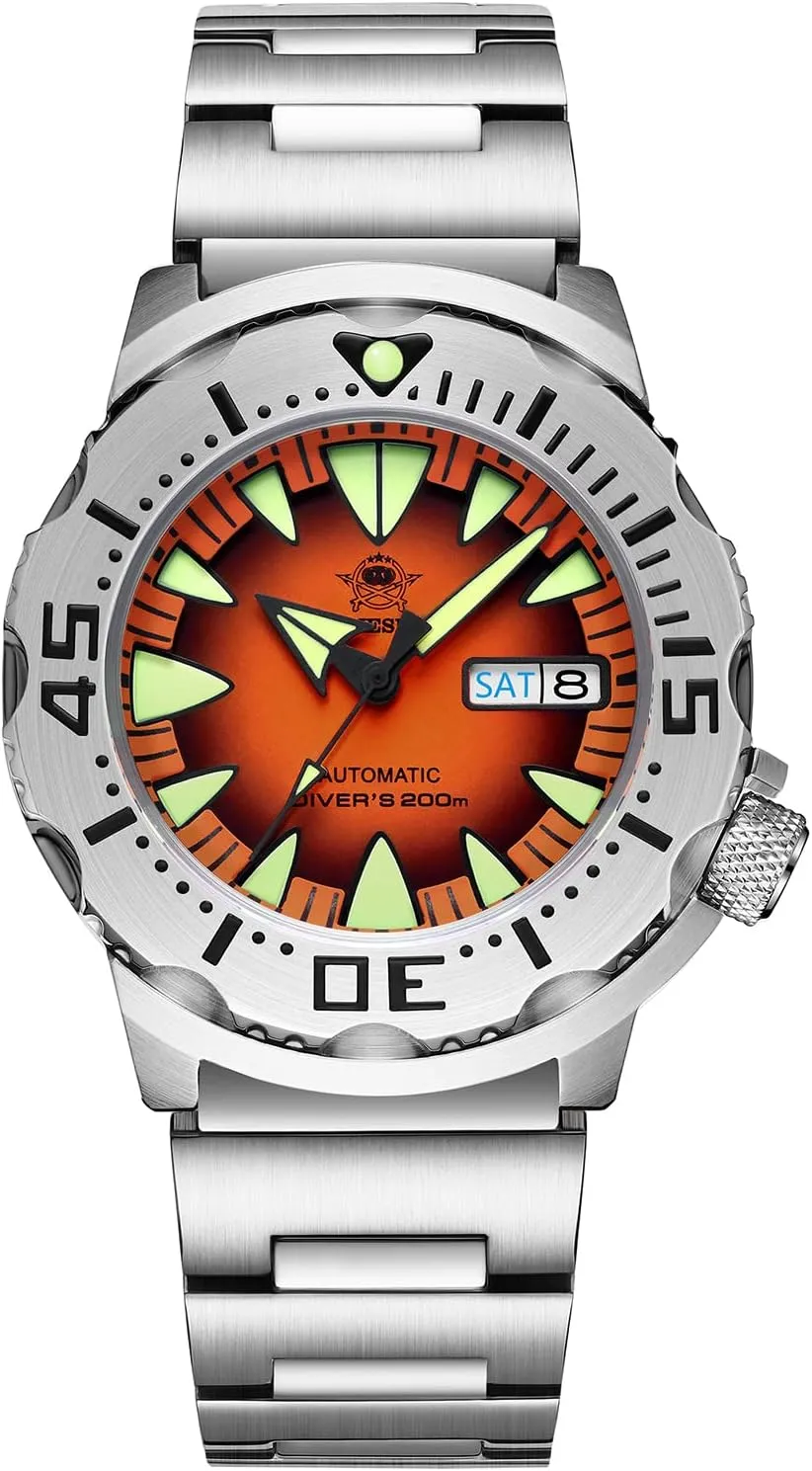 ADDIESDIVE Automatic Watches for Men Diver 200 M Waterproof Synthetic Sapphire Analog Mens Wristwatch Satinless Steel