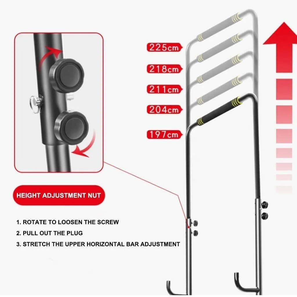 Adjustable Fitness Horizontal Bars for Home Use, Multi-Function Pull-Up Equipment, Parallel Bars for Children & Adults, Black, Load-Bearing 150kg