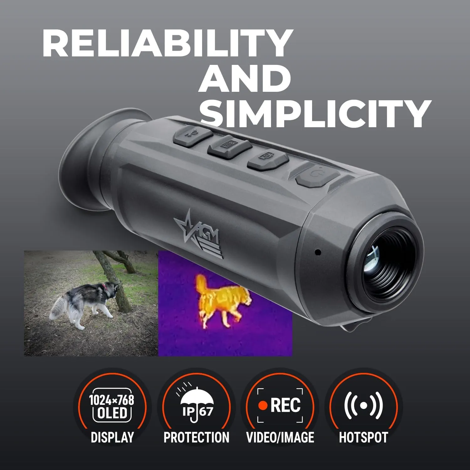 AGM Global Vision Taipan V2 15-384 Thermal Imaging Monocular 20mK, 12 Micron Heat Vision monocular, 384x288 (50 Hz) ir monocular for Hunting. Waterproof IP67 Thermal monocular 16GB Memory, Wi-Fi