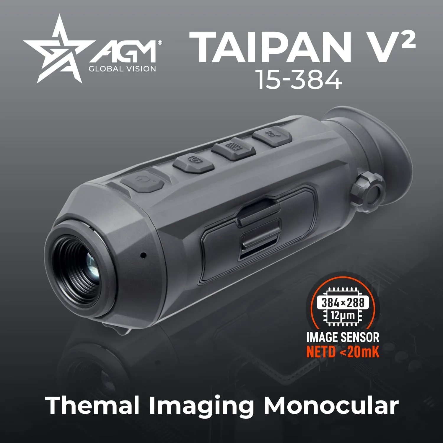AGM Global Vision Taipan V2 15-384 Thermal Imaging Monocular 20mK, 12 Micron Heat Vision monocular, 384x288 (50 Hz) ir monocular for Hunting. Waterproof IP67 Thermal monocular 16GB Memory, Wi-Fi