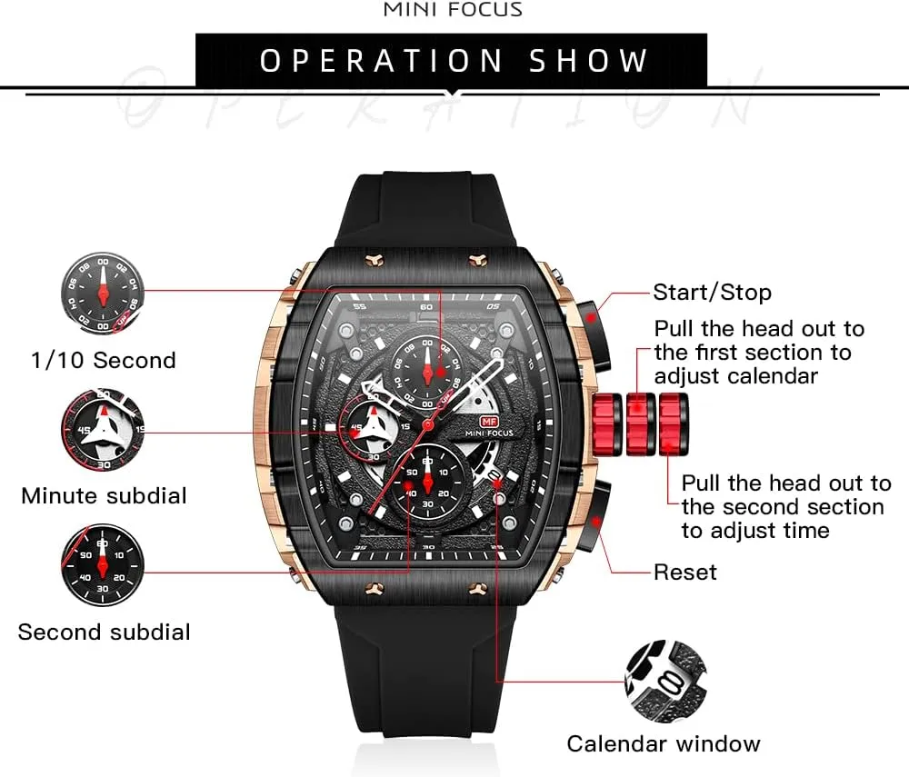 AIMES Watch Wristwatch for Men Fashion Casual Cool Big Dial Watch Luminous Waterproof Sport Analog Quartz Business Mens Watches Silicon Strap Dress Watch