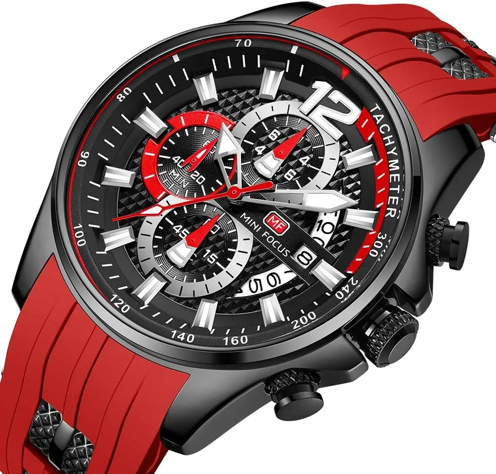 AIMES Watches for Mens Fashion Sports Waterproof Chronograph Watches with Silicone Strap Business Work Wrist Watch Auto Date
