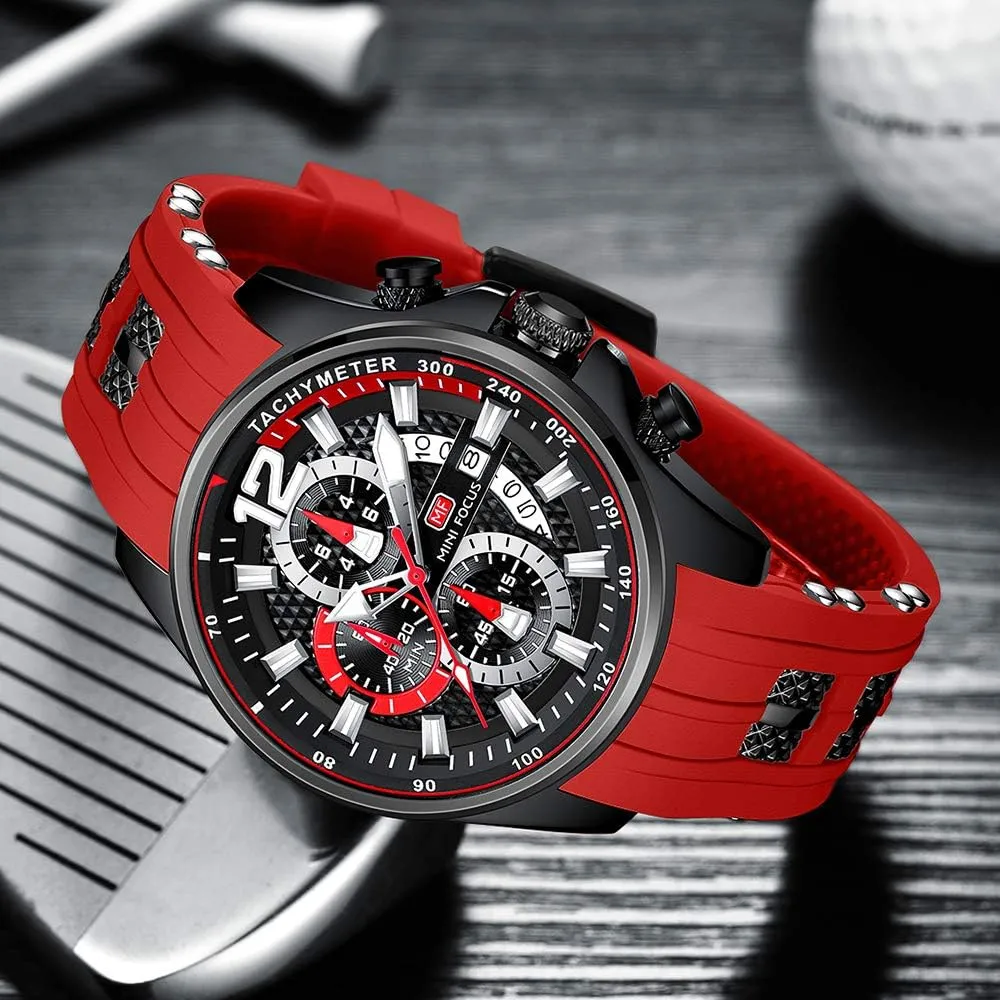 AIMES Watches for Mens Fashion Sports Waterproof Chronograph Watches with Silicone Strap Business Work Wrist Watch Auto Date