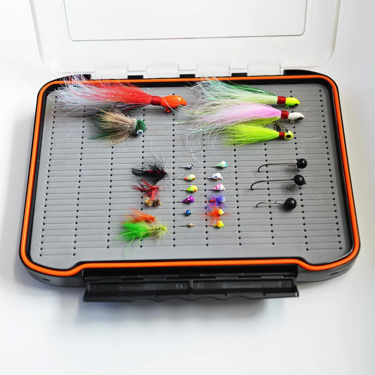 Alichino Fly Box for Fly Files Ice Jig Box Two Sided Waterproof Fly Fishing Box for Nymphs and Streamers (Grey Foam Insert C, Extra Large 11.8 * 8.4 * 2.2Inch)