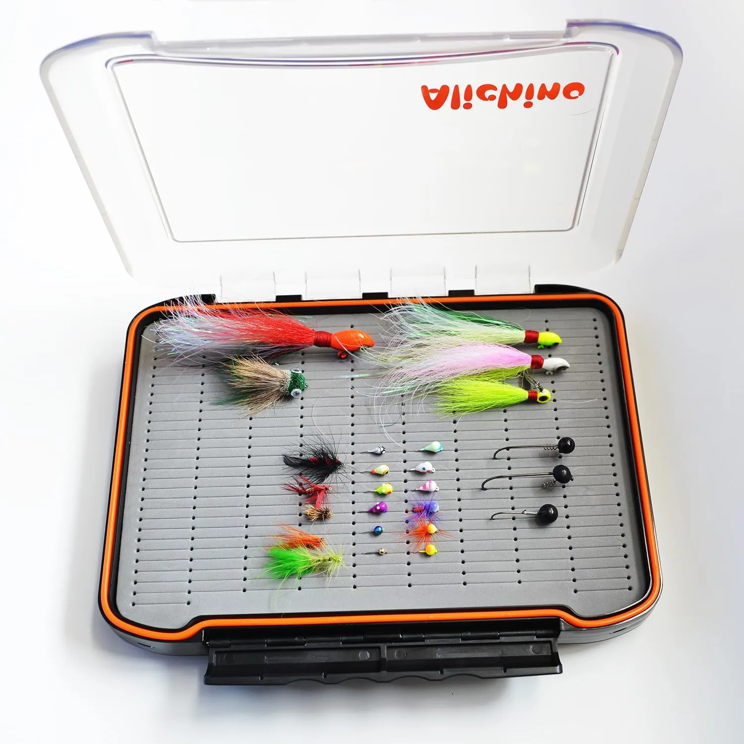 Alichino Fly Box for Fly Files Ice Jig Box Two Sided Waterproof Fly Fishing Box for Nymphs and Streamers (Grey Foam Insert C, Extra Large 11.8 * 8.4 * 2.2Inch)