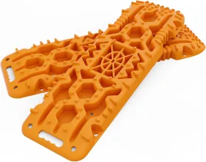 ALL-TOP Traction Boards with Build-in Jack Base, 2PCS Recovery Boards for Overlanding (4th Gen, Orange)