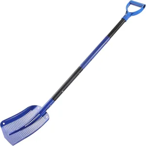 Aluminum Digger Sifter Shovel, Treasure Sieve Shovel for Screening, Sand Sifter for Beach Fun or Farm Chicken Coop & Goat Stall, Sand Poop Cleaning, a Storage Bag, Super Lightweight, 47.7''